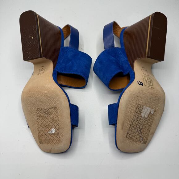 Tory Burch Women's Leather Selby Block-Heel Sandals Blue Size 9 - Picture 9 of 10